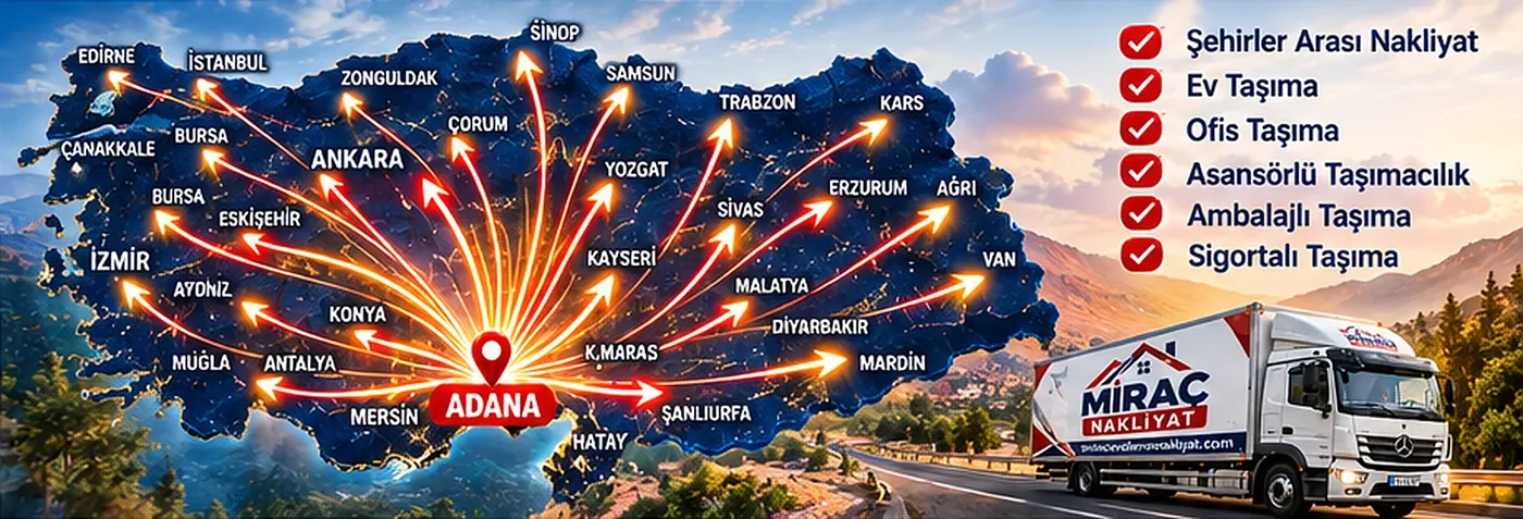 Miraç Nakliyat Adana'dan Türkiye'nin her iline şehirler arası nakliyat